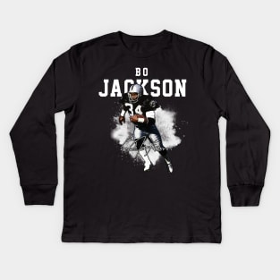 Bo Jackson Bo Knows Signature Vintage Legend Baseball Football Bootleg Rap Graphic Style Kids Long Sleeve T-Shirt